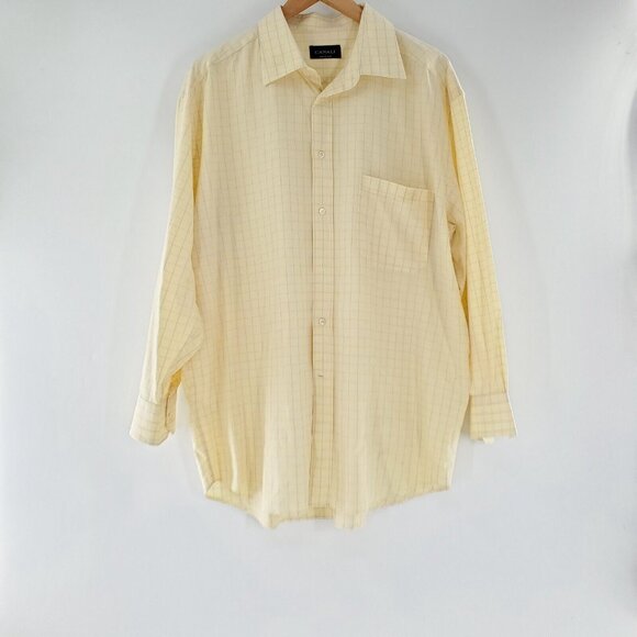 Canali Yellow Men's Long Sleeve Shirt‎ 44/17,5 Button up Cotton 100% - Picture 1 of 7